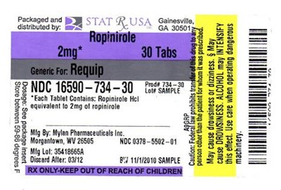 ROPINIROLE 2MG LABEL 734.jpg Label Image 2 mg - ROPINIROLE 2MG LABEL 734
